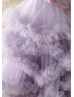 Beaded Lavender Lace Tulle Cloud Flower Girl Dress